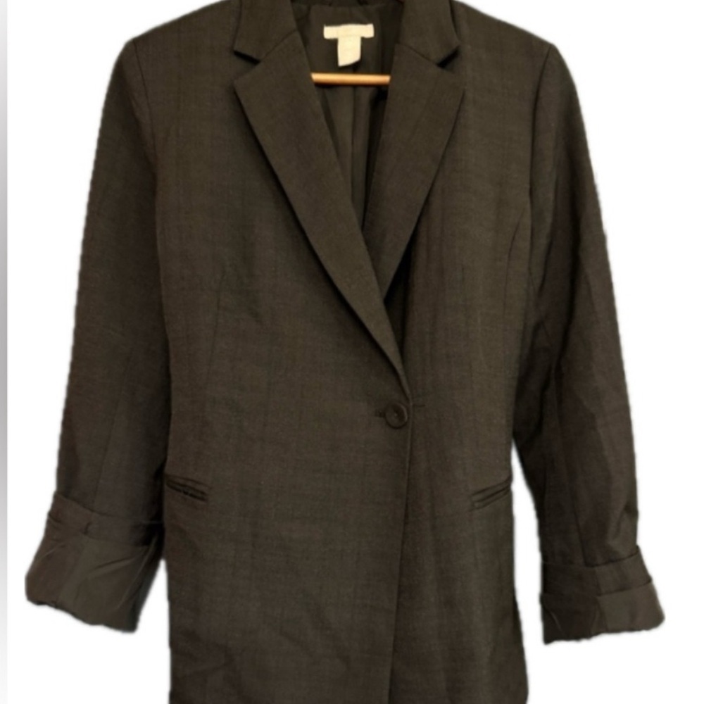 H&M Tailored Brown Blazer Single Button Workwear Minimalist Size 10 - Picture 2 of 7